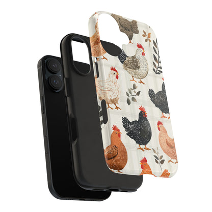 iPhone Case: Vintage Chicken & Leaves – Farmhouse Style Case