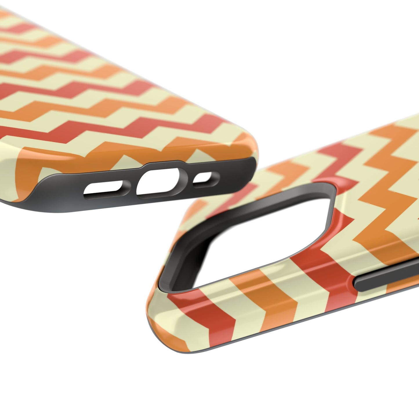 Warm Sunset Chevron – Orange, Red & Cream Geometric MagSafe iPhone Case