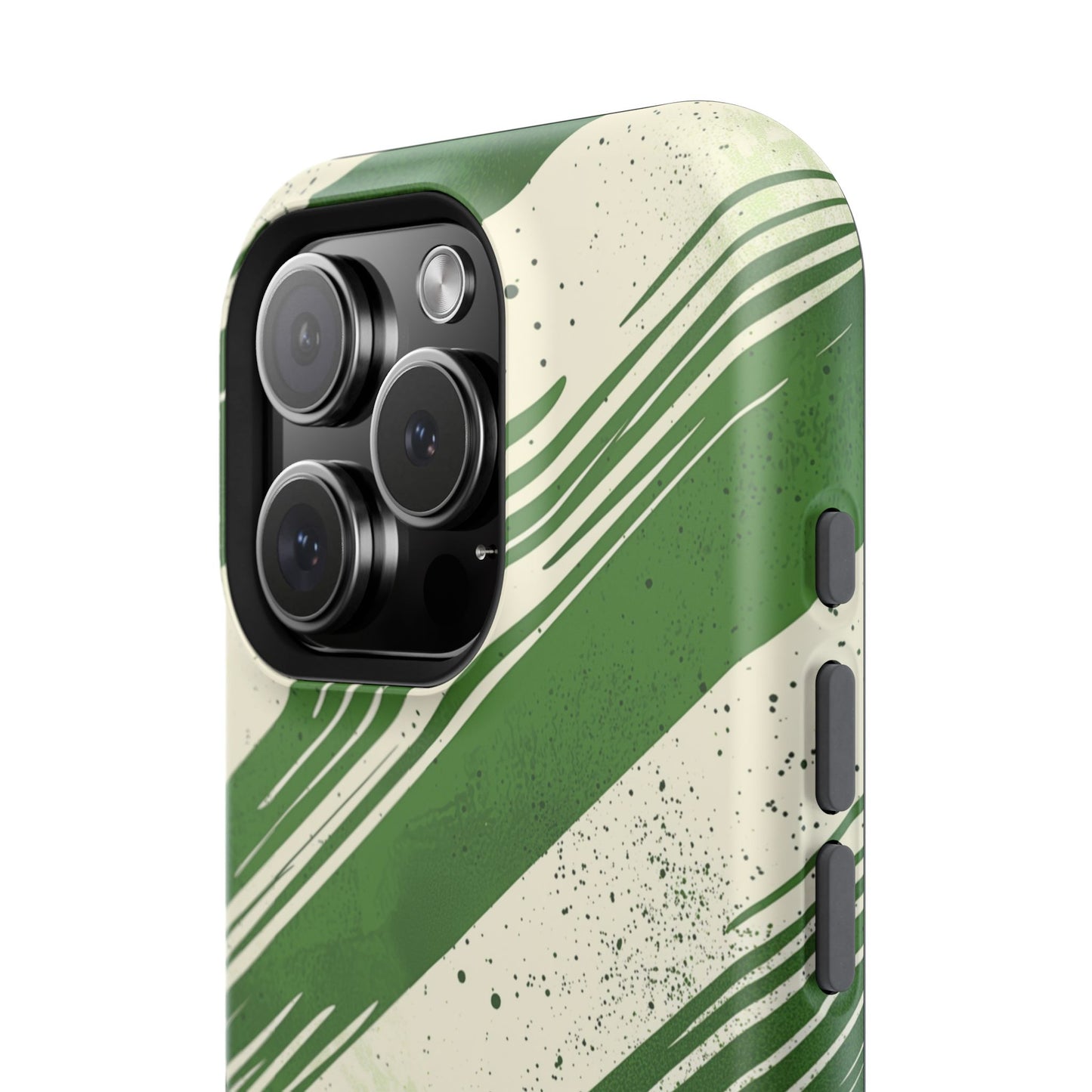 Green Stripes MagSafe iPhone Case – Bold Diagonal Brushstroke Design