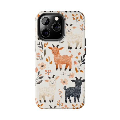 iPhone Case: Smiley Goats & Dried Flowers – Vintage Charm