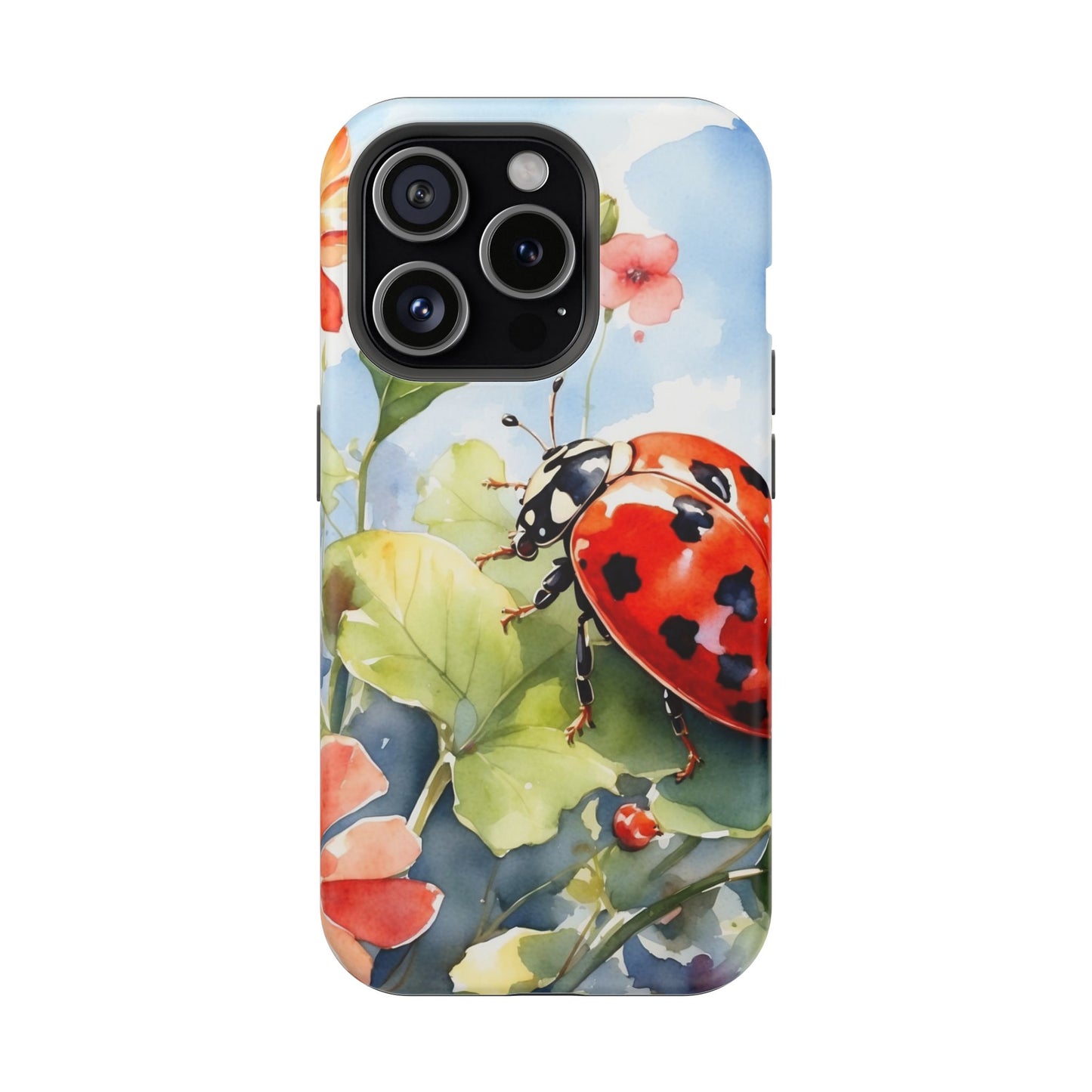 Watercolor Ladybug & Poppy Fields - MagSafe iPhone Case