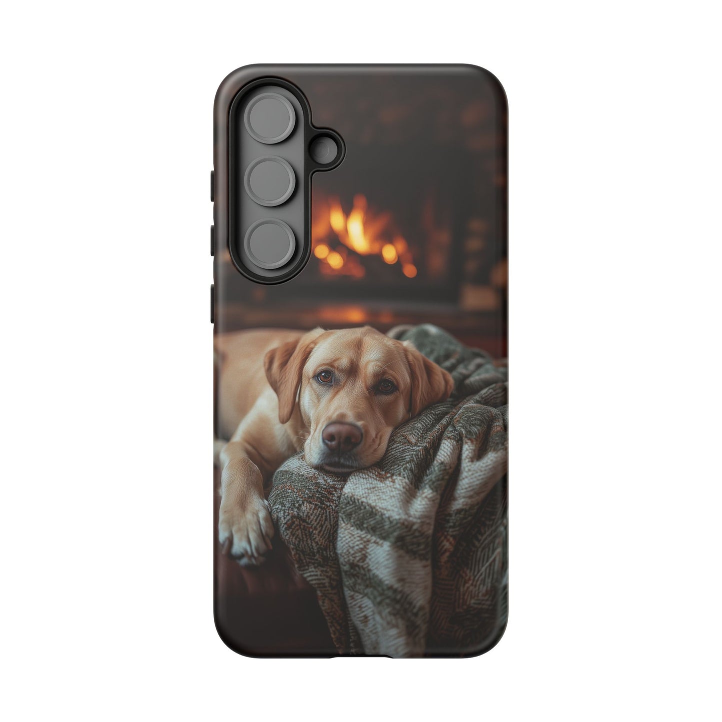 Cozy Labrador by Fireplace Samsung Galaxy Case – Rustic Cabin Protective Cover