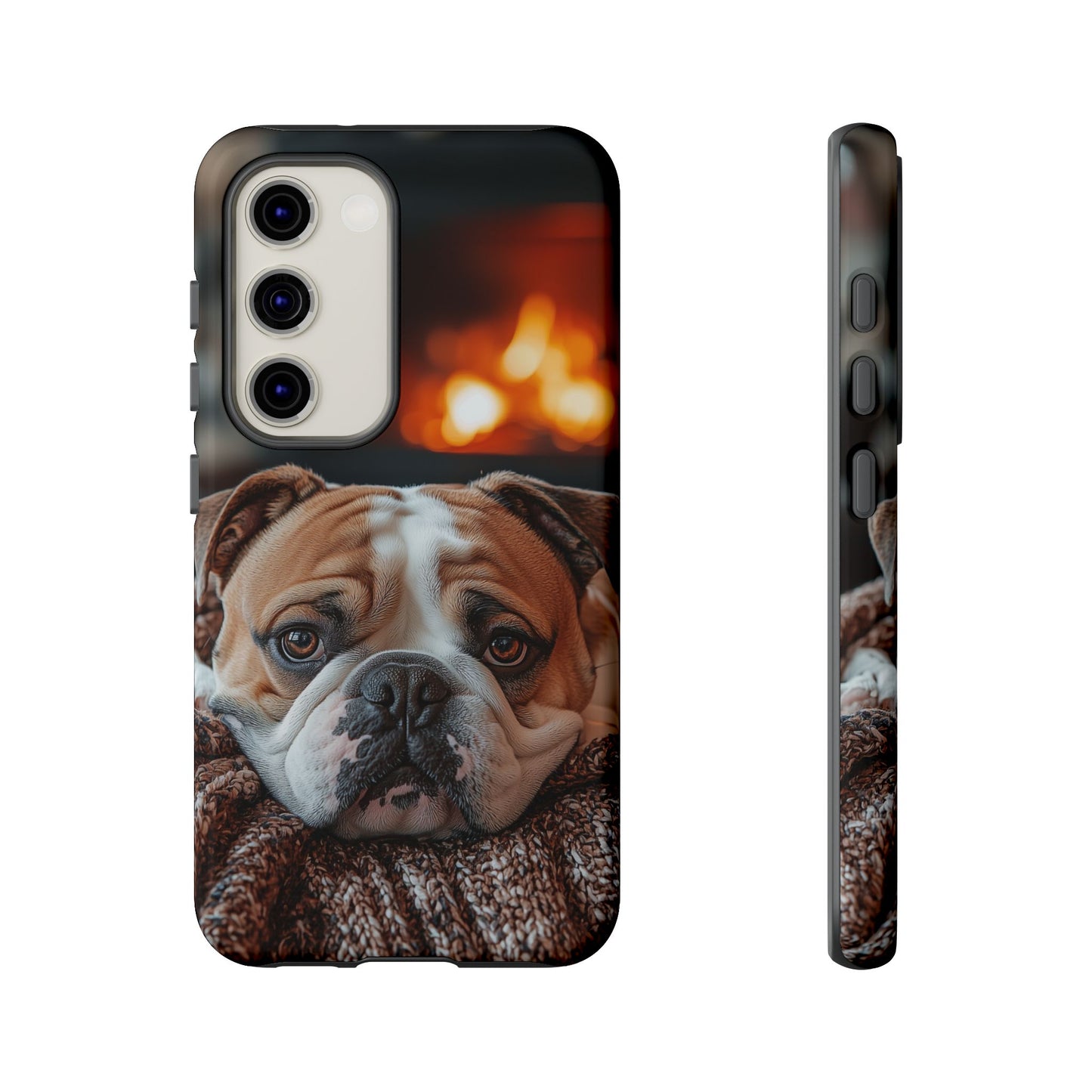 Cozy Bulldog Samsung Galaxy Case – Fireside-Inspired Protective Cover