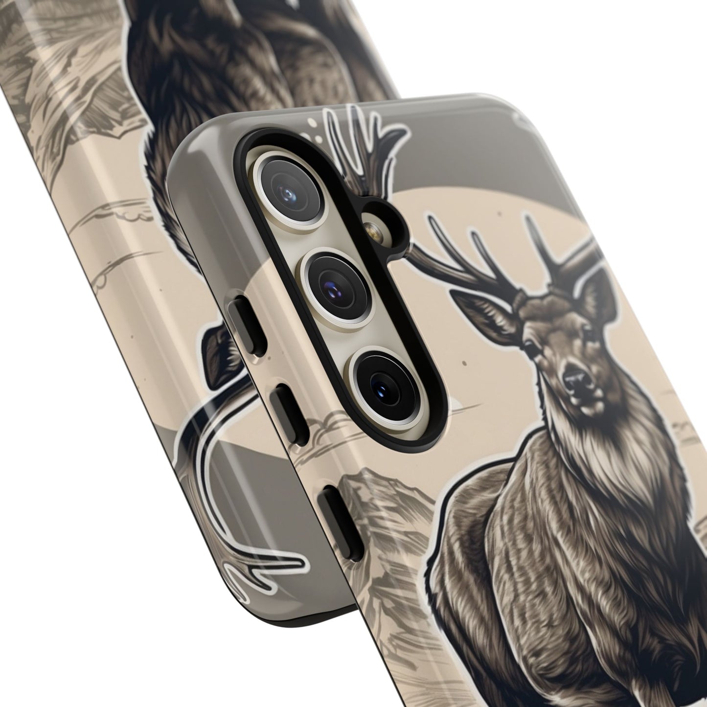 Monochrome Majesty – Regal Stag Samsung Galaxy Phone Case