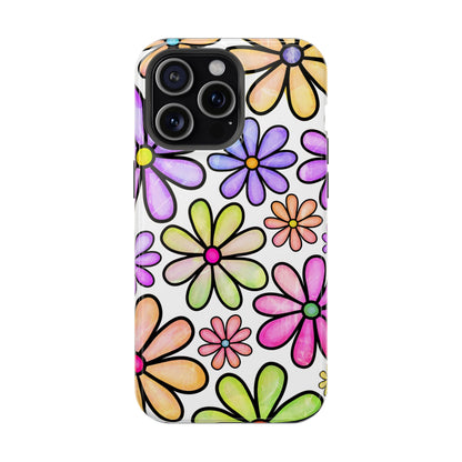 Pastel Daisy Dream MagSafe iPhone Case – Slim Profile, Glossy Finish