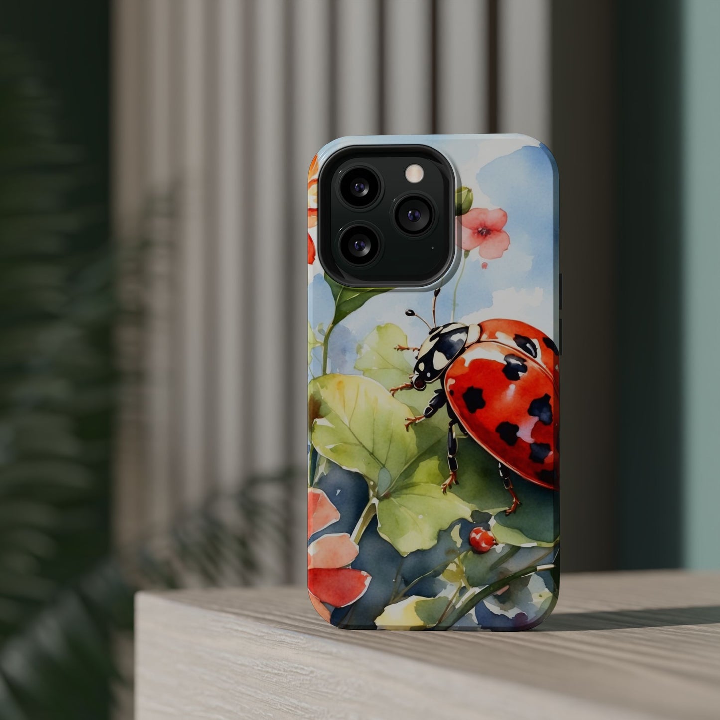 Watercolor Ladybug & Poppy Fields - MagSafe iPhone Case