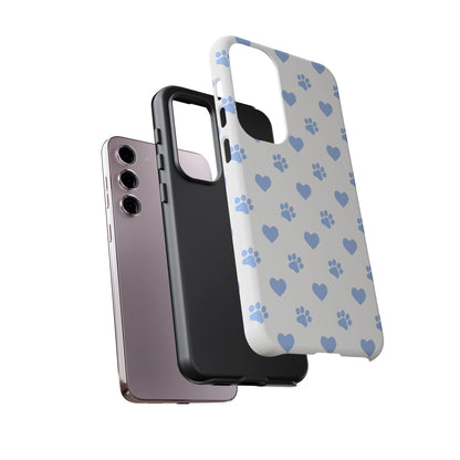 Samsung Galaxy Case - Blue Paw Print & Heart Design