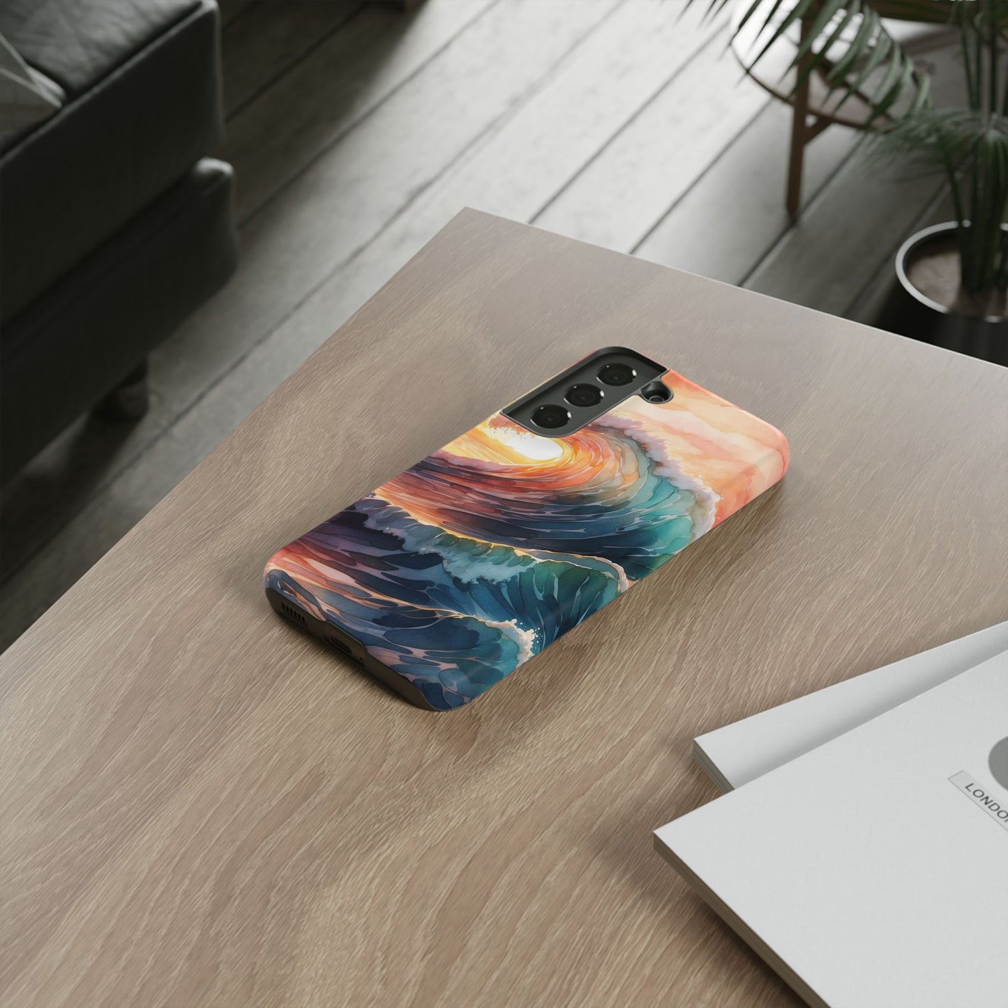 Ocean Sunrise Wave Samsung Galaxy Case – Vibrant Watercolor Wave Design