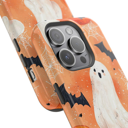 Spooky Cute Ghost MagSafe iPhone Case – Halloween Ghosts, Pumpkins, Bats & Cobwebs Design