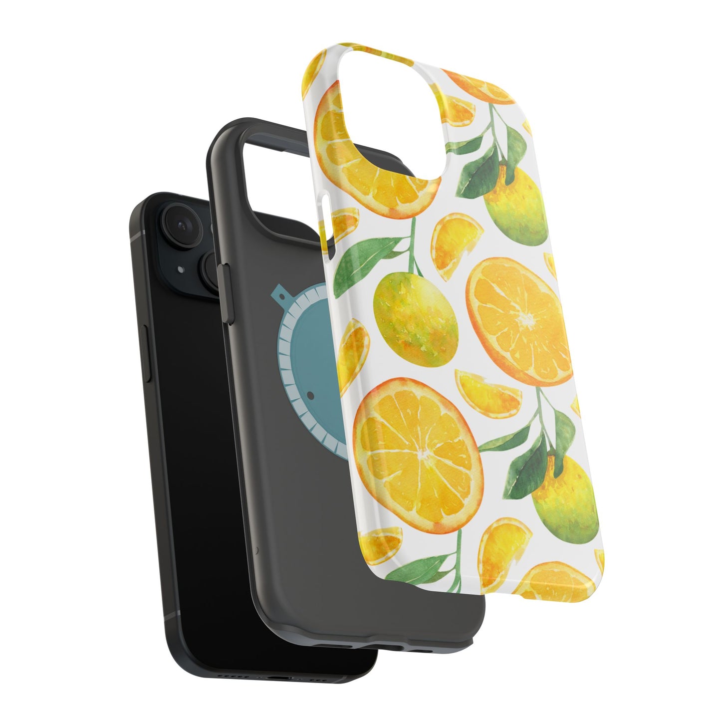 Sunny Citrus Grove Tough MagSafe iPhone Case – Watercolor Orange Design, Dual-Layer Protection