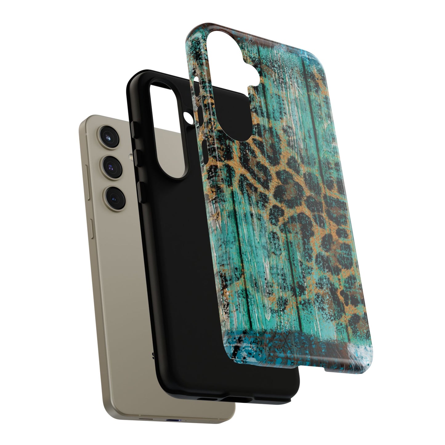 Turquoise Rustic Leopard Wood - Samsung Galaxy Series Case