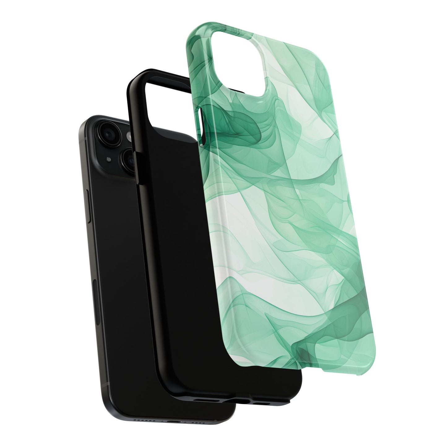 Translucent Flowing Green Fabric iPhone Case – Elegant Fluid Design - BOGO Cases