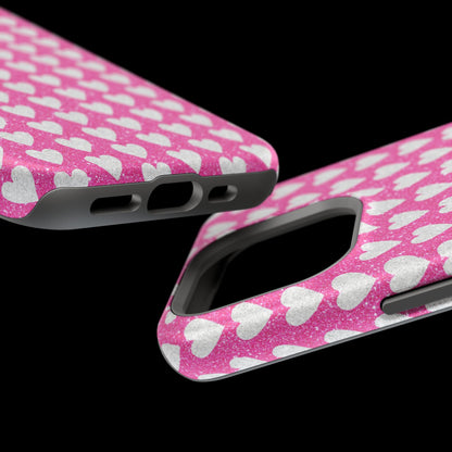 Pink Glitter Heart Pattern MagSafe Case