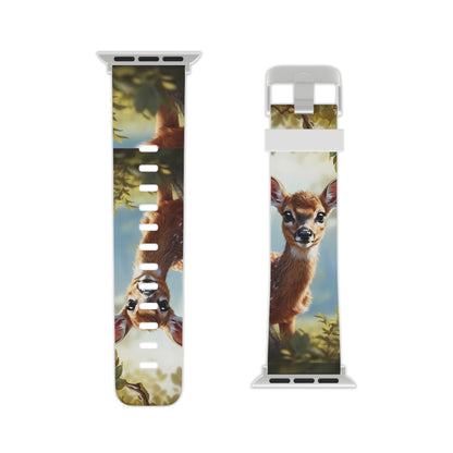 Whimsical Fawn in a Sunlit Forest Apple Watch Band