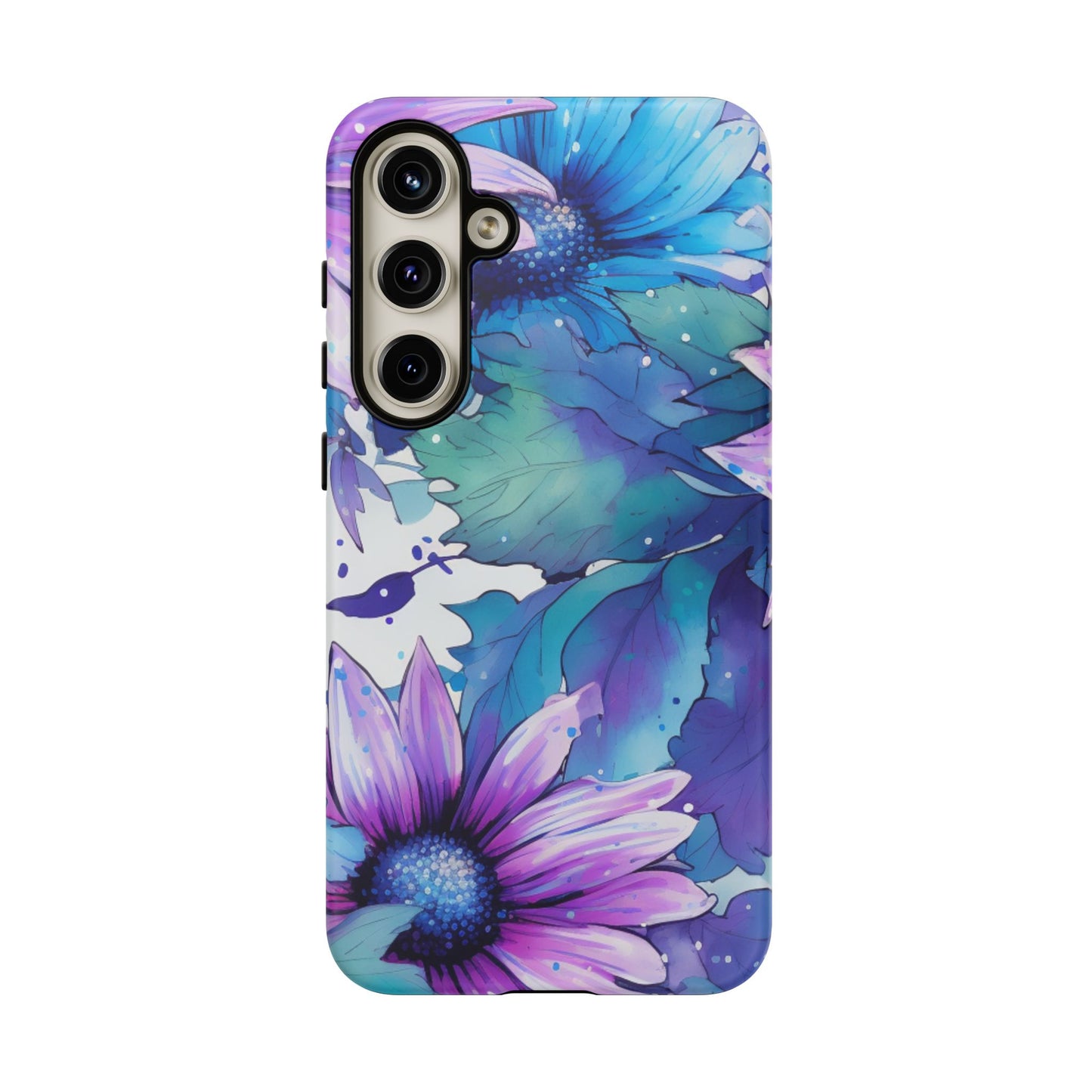 Purple & Teal Watercolor Floral Samsung Galaxy Case - Artistic Flower Design