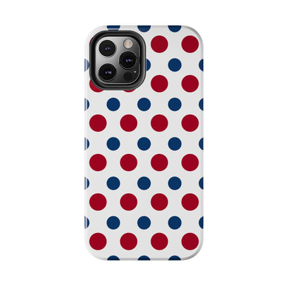 Patriotic Navy, White, and Red Polka Dot iPhone Case