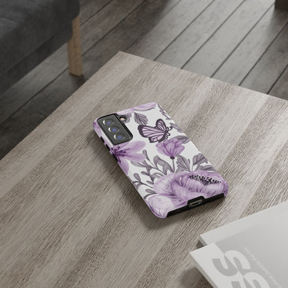 Lavender Bloom Butterfly Samsung Galaxy Case – Delicate Floral Design with Watercolor Details