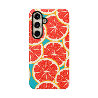 Ruby Grapefruit Pop Tough Samsung Galaxy Case – Vibrant Citrus Design, Shock - Resistant Protection - BOGO Cases