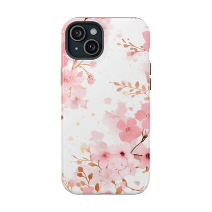 Soft Pink Cherry Blossom MagSafe Case – Floral Elegance with Wireless Charging