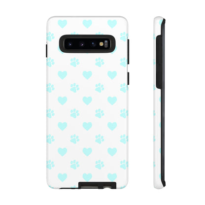 Samsung Galaxy Case - Aqua Paw Print & Heart Design