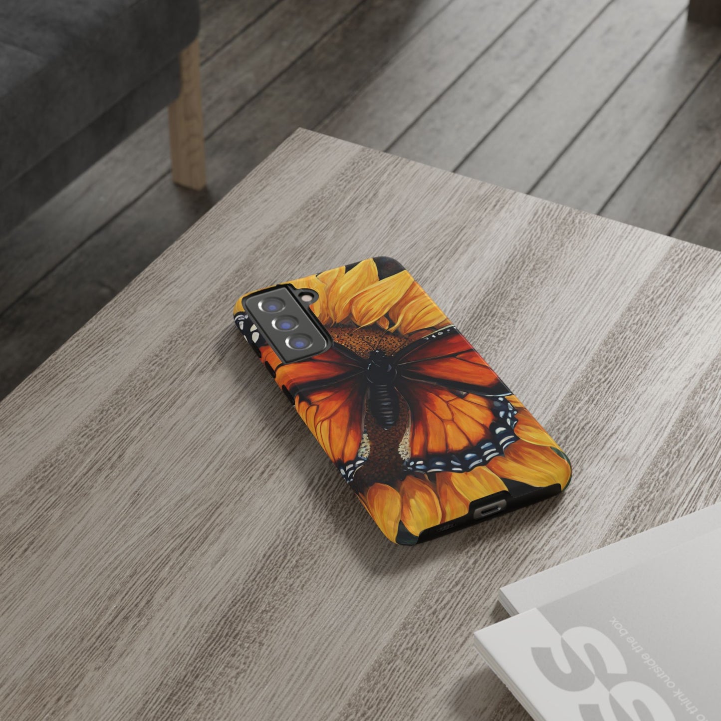 Monarch Butterfly & Sunflower Art – iPhone Case