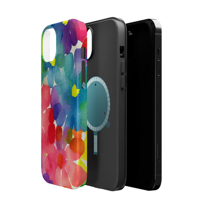 Rainbow Bloom Watercolor MagSafe iPhone Case – Slim Design, Glossy Finish