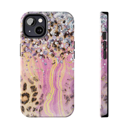 Crystal Glam Leopard - iPhone Series Case with Glitter and Gem Accents