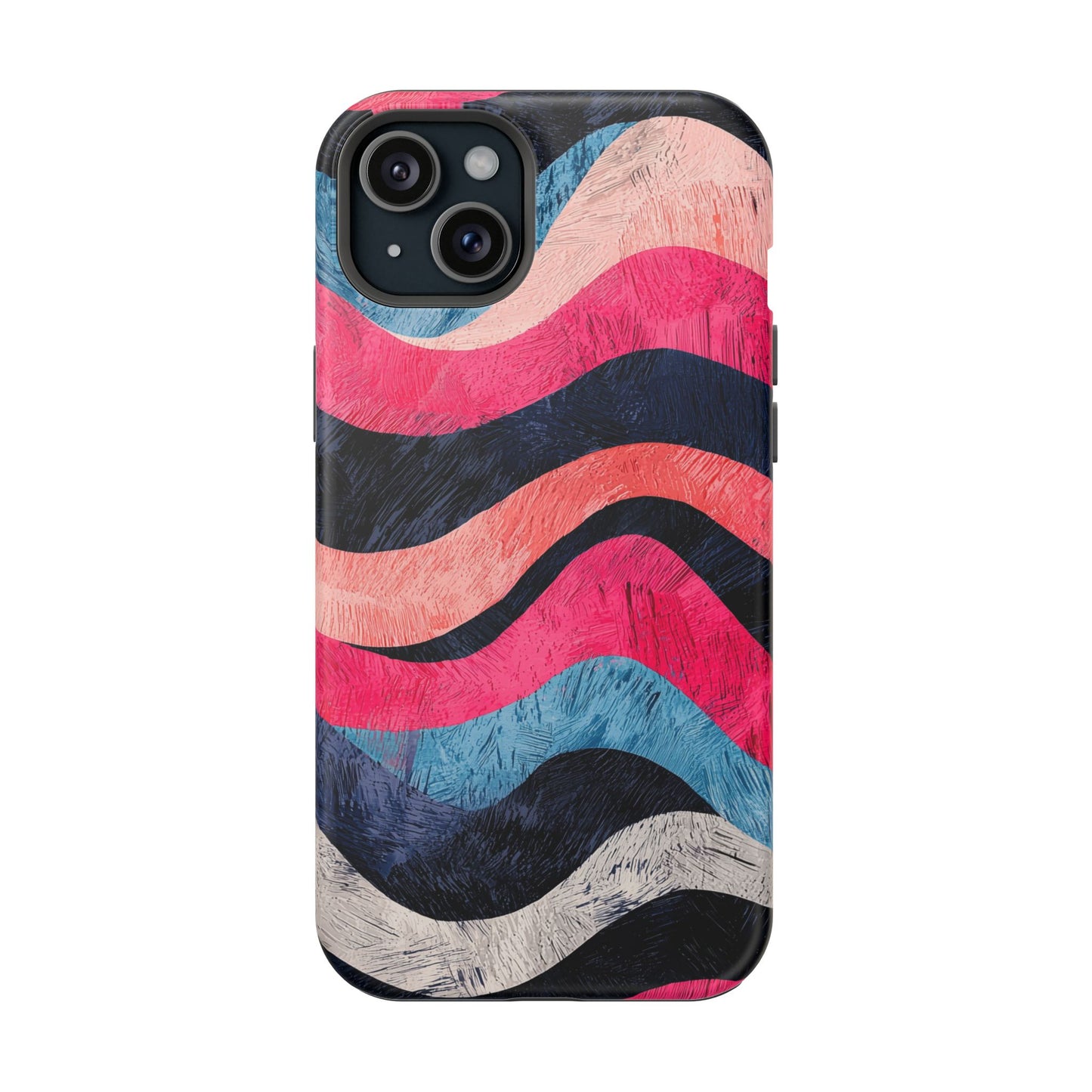 Abstract Wave Pattern MagSafe iPhone Case – Shockproof, Matte Finish, Dual-Layer Protection