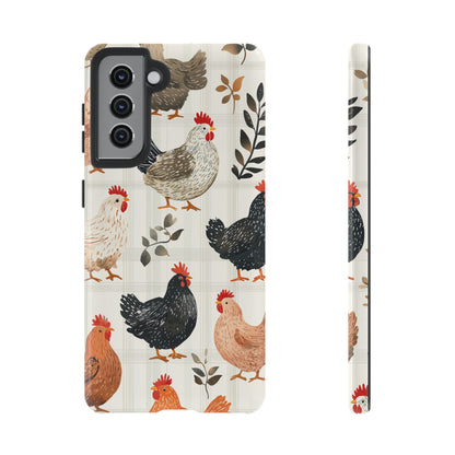 Samsung Galaxy Case: Vintage Chicken & Leaves – Farmhouse Style Case