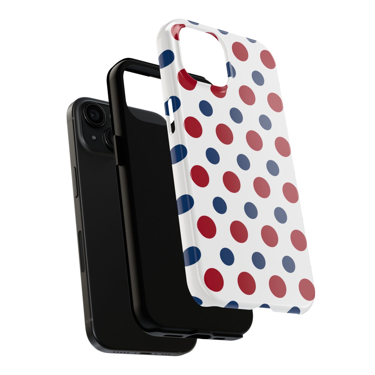 Patriotic Navy, White, and Red Polka Dot iPhone Case