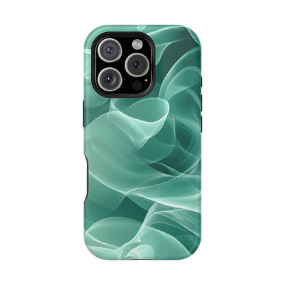 Emerald Flow MagSafe iPhone Case – Translucent Green Fabric-Inspired Design