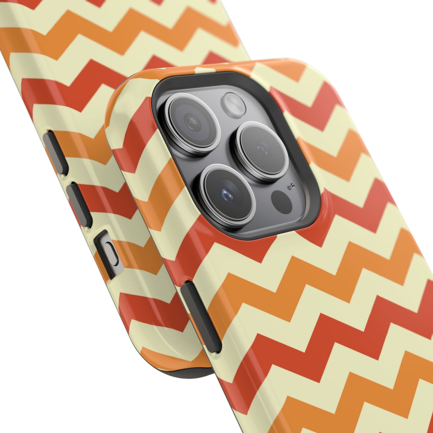 Warm Sunset Chevron – Orange, Red & Cream Geometric MagSafe iPhone Case