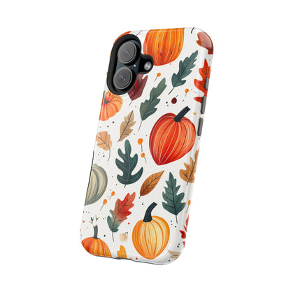 Autumn Harvest MagSafe iPhone Case - Pumpkin and Fall Leaf Design