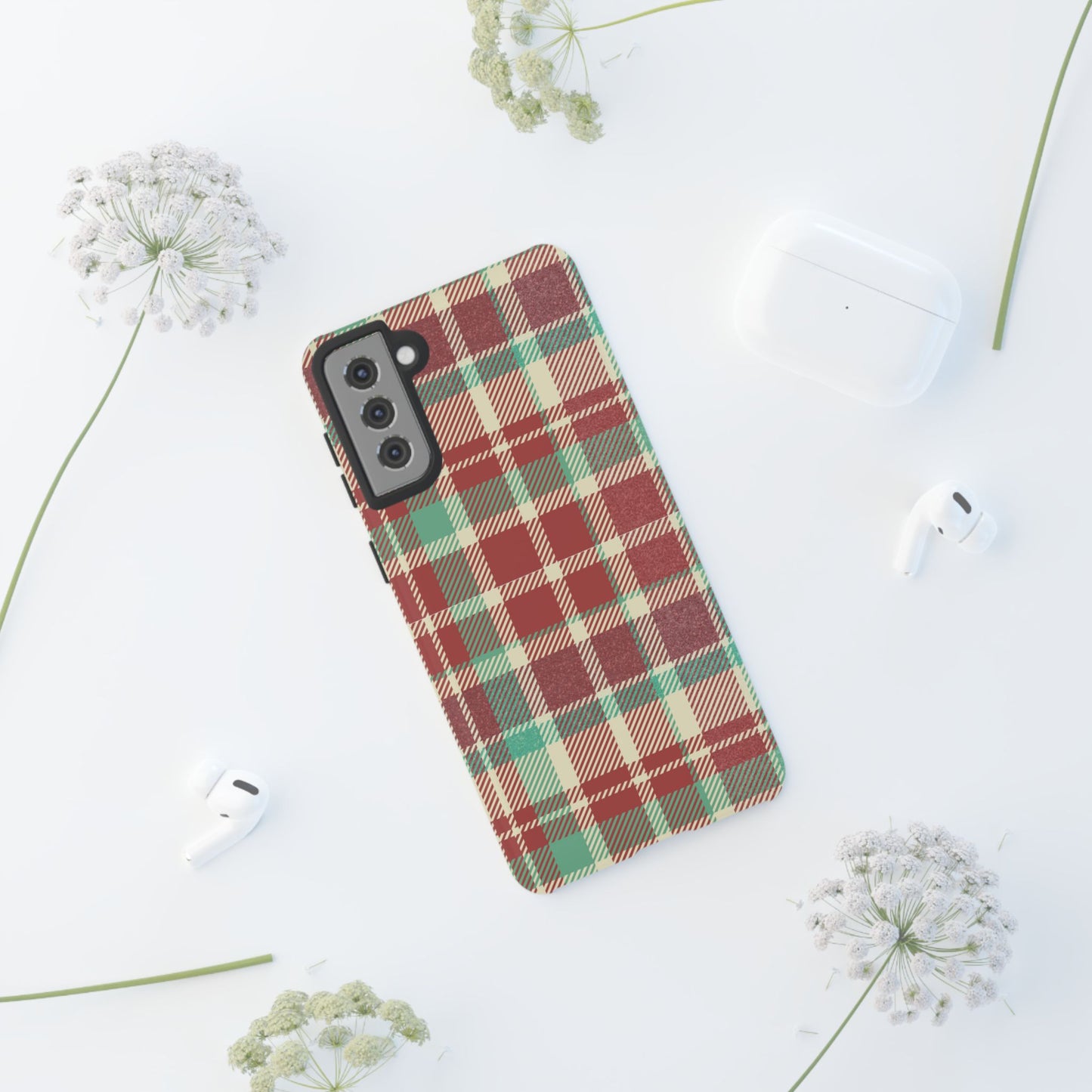 Vintage Plaid in Red & Cream – Samsung Galaxy Case with Timeless Style