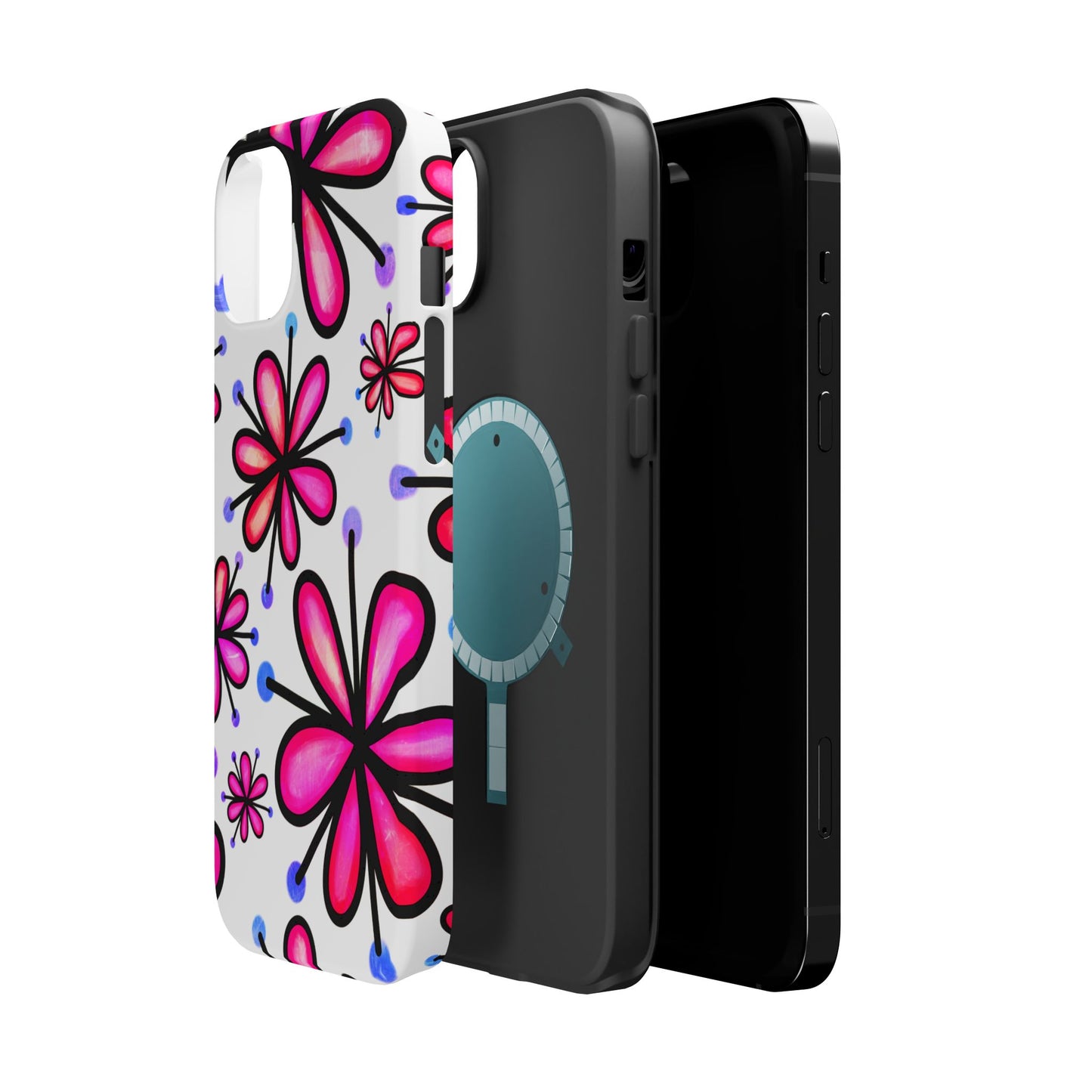 Pink Retro Bloom MagSafe iPhone Case – Ultra-Slim Design, Glossy Finish