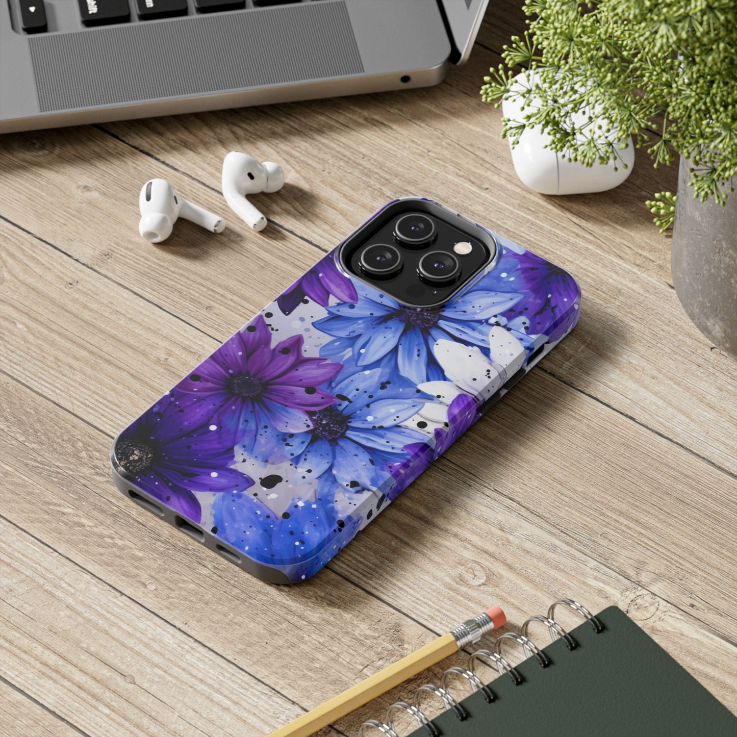 Vibrant Purple & Blue Floral Splash - iPhone Series Case