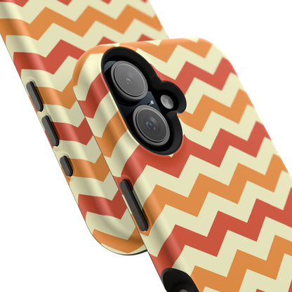 Warm Sunset Chevron – Orange, Red & Cream Geometric MagSafe iPhone Case