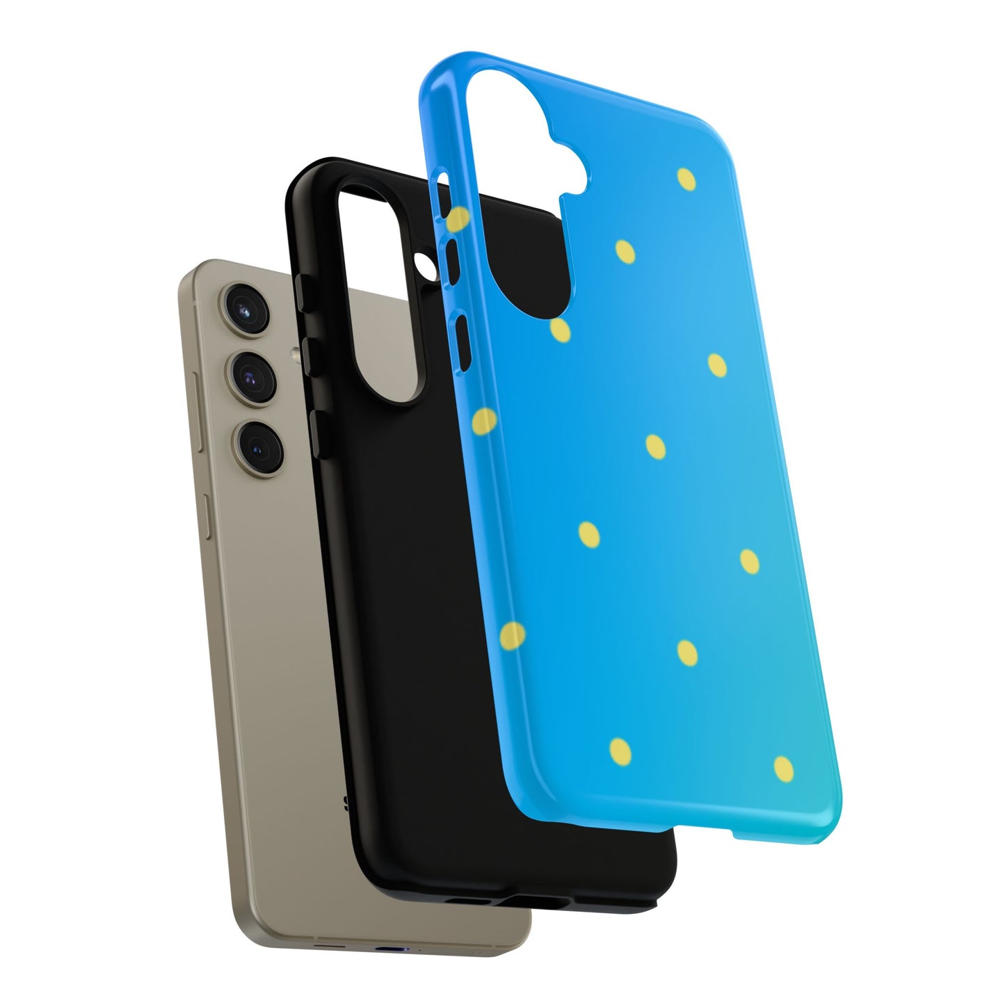 Blue Ocean Gradient Polka Dots Samsung Galaxy Case – Shockproof, Smooth Matte Finish, Dual-Layer Design