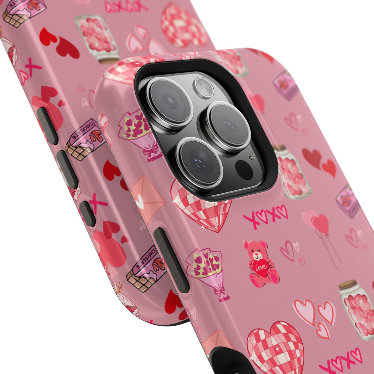 Pink Valentine Love Collage – MagSafe-Compatible iPhone Case