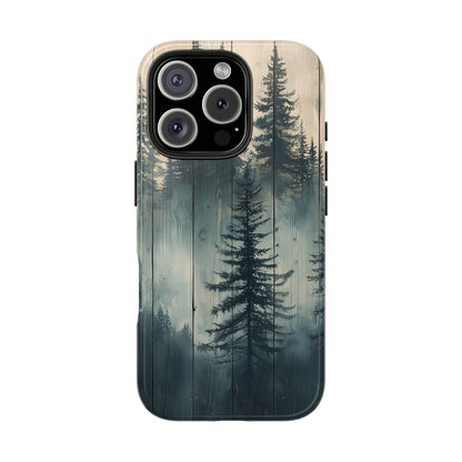 Misty Pine Forest Iphone Case - Nature-Inspired Wood Design Protective Cover