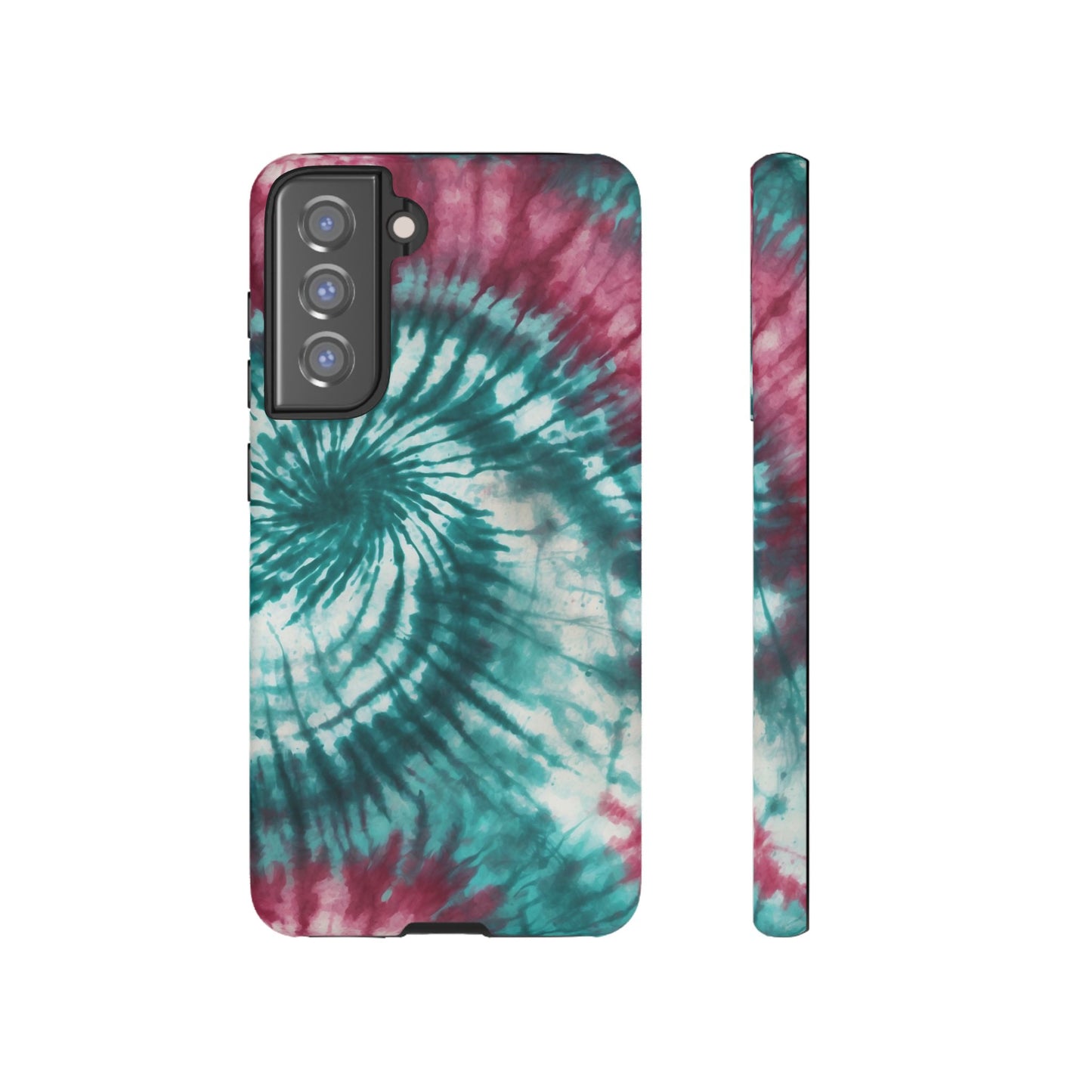 Teal and Pink Spiral Tie-Dye Samsung Galaxy Case – Boho Chic Design