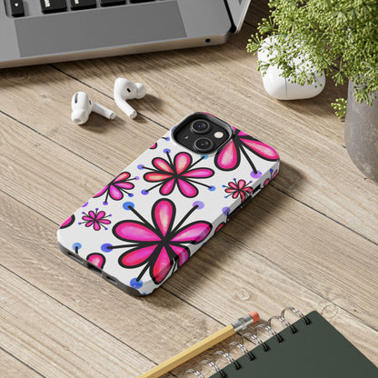 Pink Retro Bloom iPhone Case – Ultra-Slim Design, Glossy Finish