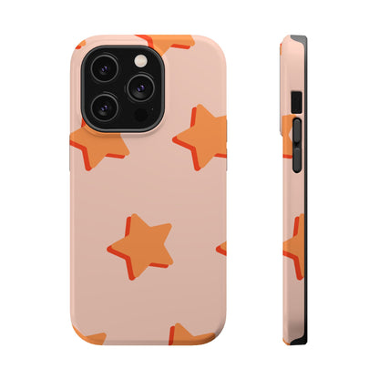 Retro Orange Stars MagSafe iPhone Case – Shock-Resistant, Smooth Matte Finish, Dual-Layer Design