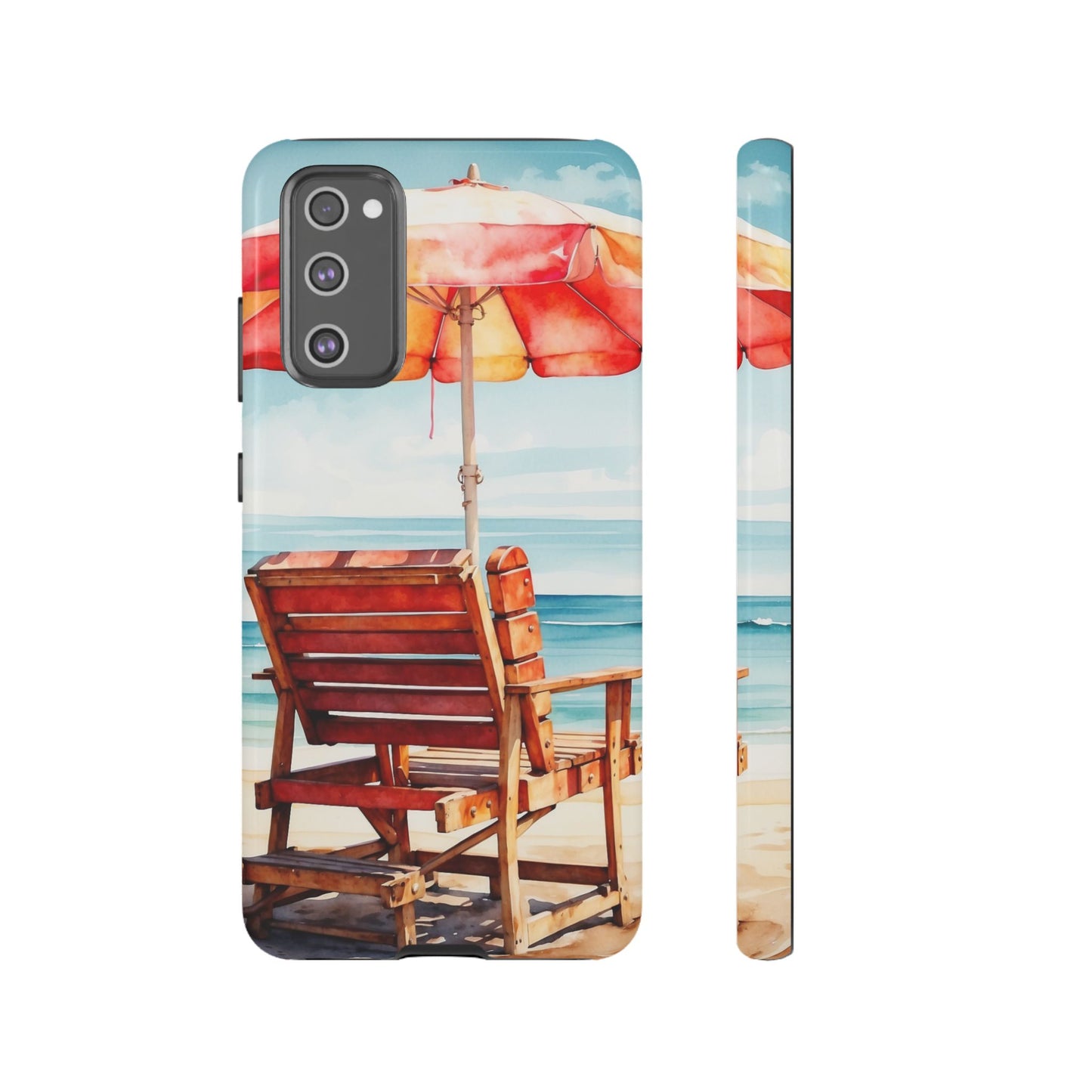 Beachfront Sunset Lounge Samsung Galaxy Case – Vibrant Watercolor Design