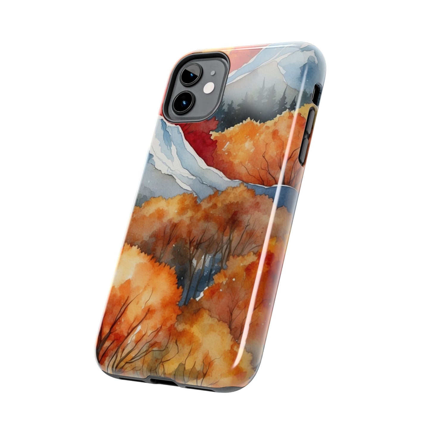 Autumn Mountain Forest Watercolor - iPhone Case