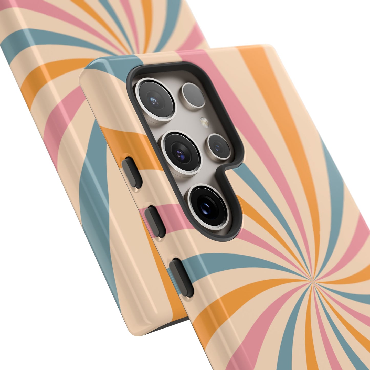 Retro Swirl Pattern Samsung Galaxy Case – Bold 70s Vibe in Pink, Orange, and Teal