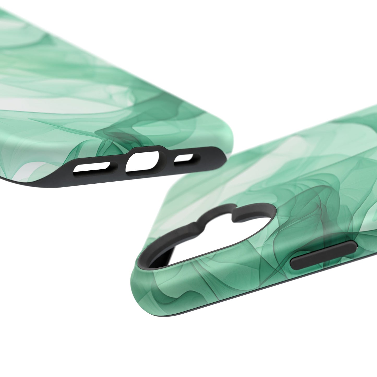 Translucent Flowing Green Fabric MagSafe iPhone Case – Elegant Fluid Design