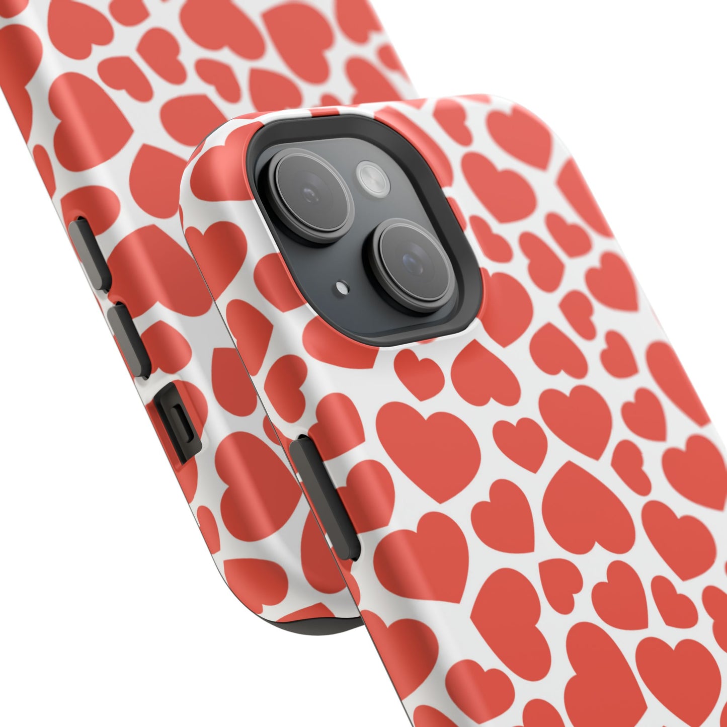 Playful White Hearts on Red MagSafe Case