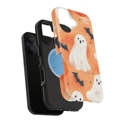 Spooky Cute Ghost MagSafe iPhone Case – Halloween Ghosts, Pumpkins, Bats & Cobwebs Design