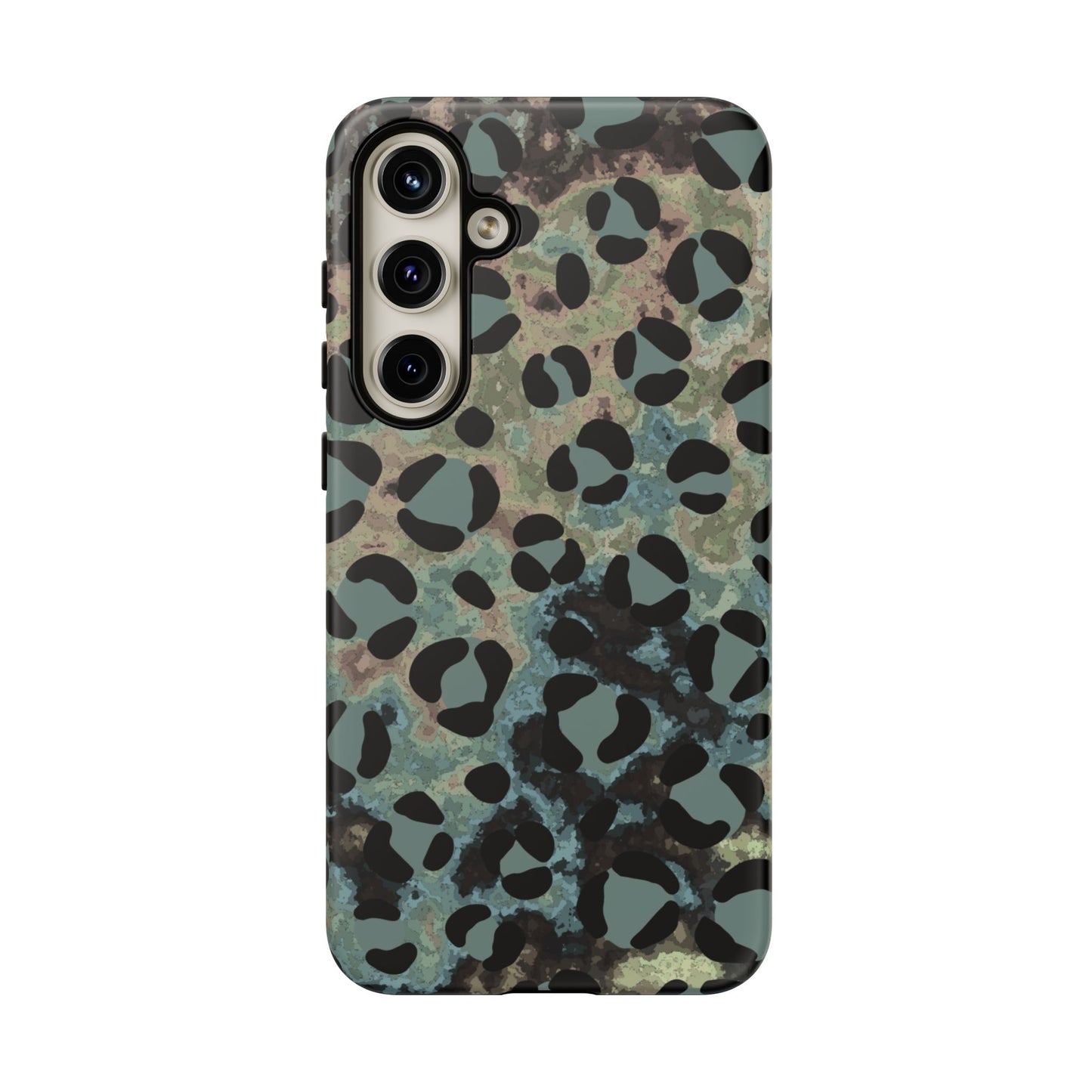Moody Watercolor Leopard Print Tough Samsung Galaxy Case – Earthy Abstract Pattern with Dual-Layer Protection